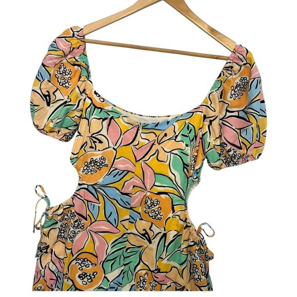 ASTR The Label Dress Womens XS Orange Talula Tropical Papaya Cutout Linen Blend - Picture 10 of 13